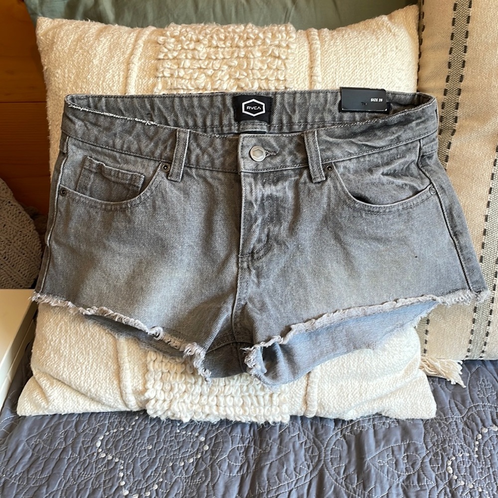 COPY - RVCA cut off grey jean shorts